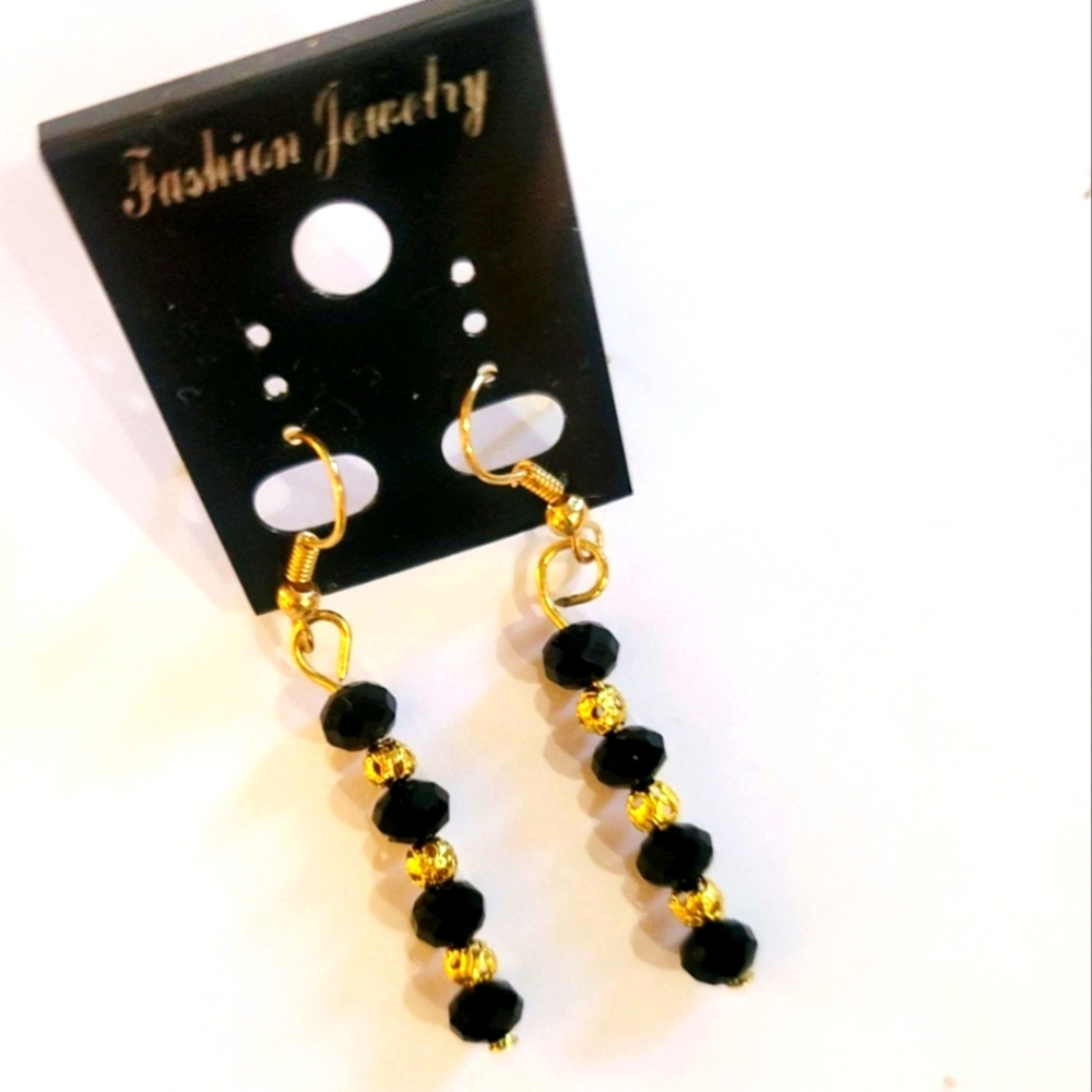 SWAROVSKI EBONY BLACK DESIGNER ORIGINAL GS DISCO BALL ACCENT DROPDANGLE EARRIN